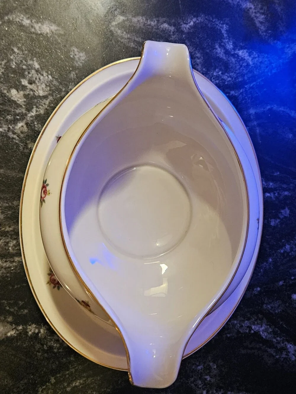 Vintage Rosenthal Winifred Gravy Boat with Attached Underplate